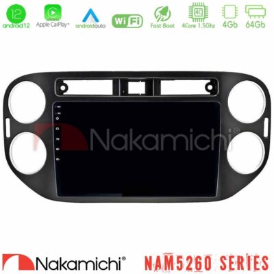 VL Garage - Nakamichi NAM5260 Series 4Core Android12 4+64GB VW Tiguan Navigation Multimedia Tablet 9" (23mm alarm button) Με Carplay & Android Auto - VL-U-N44-VW0639