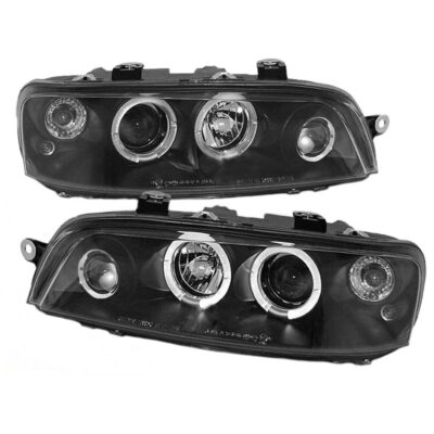 VL Garage - Μπροστινά Φανάρια Set Για Fiat Punto 99-03 Angel Eyeys Μαύρα H1/H1/H3 Sonar - VL-0005919