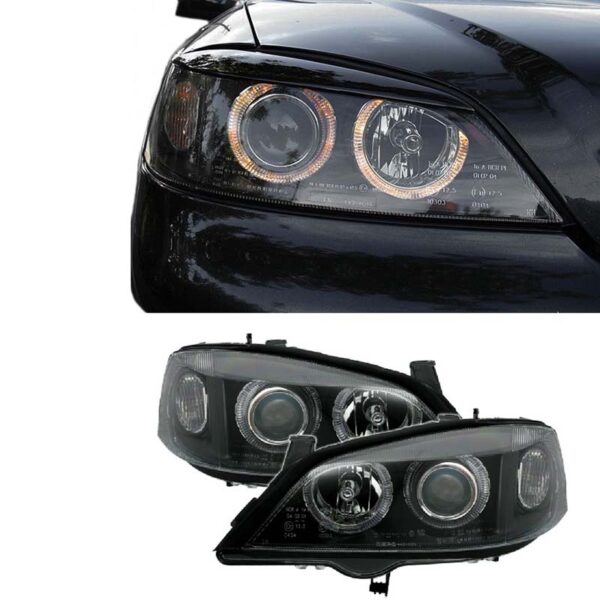 VL Garage - Μπροστινά Φανάρια Set Για Opel Astra G 97-04 Angel Eyes Μαύρα H7/H7 Depo - VL-0008035
