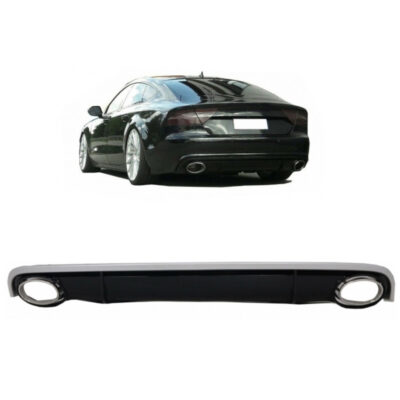 VL Garage - Diffuser Πίσω Προφυλακτήρα Για Audi A7 4G 10-14 RS7 Look Για Απλό Προφυλακτήρα Με Μπούκες Από Abs Πλαστικό - VL-0031040