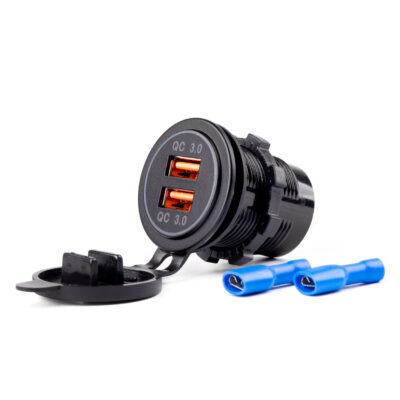 VL Garage - ΠΡΙΖΑ ΦΟΡΤΙΣΗΣ ΜΕ 2 ΘΥΡΕΣ USB 12/24V 3.0A Φ37mmX51mm QUICK CHARGE 12/24V MOD-05 - VL-02855/AM