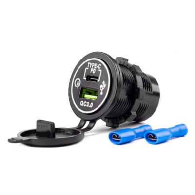 VL Garage - ΠΡΙΖΑ ΦΟΡΤΙΣΤΗΣ USB + TYPE C QUICK CHARGE 12/24V Φ37mmX51mm MOD-08 - VL-02858/AM