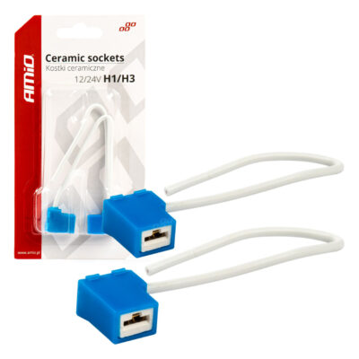 VL Garage - ΦΙΣΑ ΚΕΡΑΜΙΚΗ ΓΩΝΙΑ 12/24V ΓΙΑ ΛΑΜΠΕΣ ΑΛΟΓΟΝΟΥ H1/H3 ΜΕ ΚΑΛΩΔΙΟ ΑΜΙΟ - 2 ΤΕΜ. - VL-03051