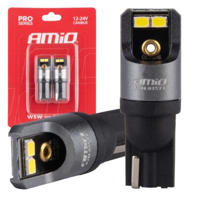 VL Garage - ΛΑΜΠΑΚΙΑ T10 W5W 12/24V 6.000K 4xSMD LED CAN-BUS ΛΕΥΚΟ 2016 PRO SERIES AMIO - 2 Τεμ. - VL-03577