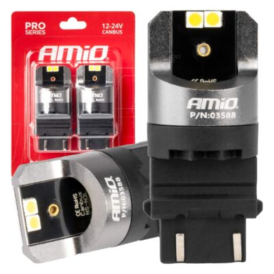 VL Garage - ΛΑΜΠΕΣ P27/7W 12/24V 6.000K 4SMD LED CAN-BUS ΛΕΥΚΑ PRO SERIES AMIO - 2 ΤΕΜ. - VL-03588