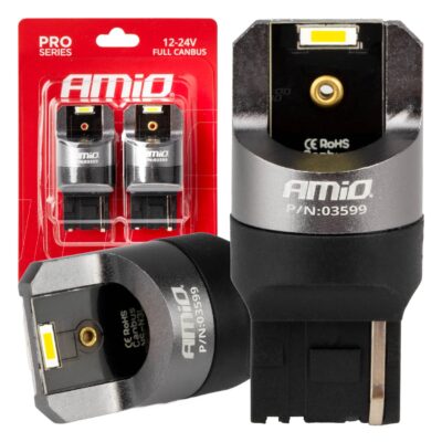 VL Garage - ΛΑΜΠΑΚΙΑ W21W 12/24V 6.000K 2SMD LED FULL CAN-BUS ΛΕΥΚΑ PRO SERIES AMIO - 2 Τεμ. - VL-03599
