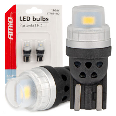 VL Garage - ΛΑΜΠΑΚΙΑ T10 W5W 12/24V 2x3020 SMD LED ΛΕΥΚΟ PURE LIGHT SERIES AMIO - 2 Τεμ. - VL-03726