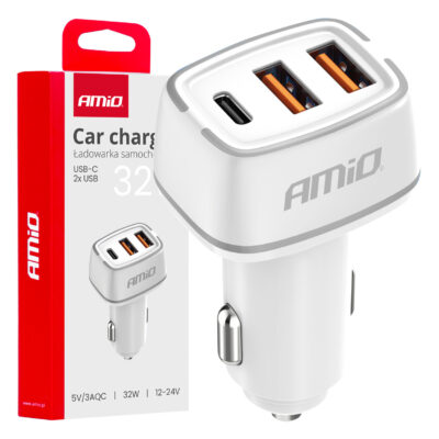 VL Garage - ΦΟΡΤΙΣΤΗΣ ΑΝΑΠΤΗΡΑ 12/24V ΜΕ 3 ΘΥΡΕΣ USB-C+2xUSB 32W 5V/3AQC ΤΑΧΕΙΑΣ ΦΟΡΤΙΣΗΣ ΛΕΥΚΟΣ ΑΜΙΟ - 1 ΤΕΜ. - VL-03890/AM