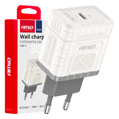 VL Garage - ΦΟΡΤΙΣΤΗΣ ΜΕ ΟΙΚΙΑΚΗ ΠΡΙΖΑ ΜΕ 1 ΘΥΡΑ USB-C 30W 100-240V ΛΕΥΚΟ AMIO - 1 Τεμ. - VL-04285/AM