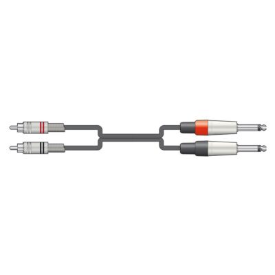 VL Garage - 2R-2M6J600 Καλώδια Ήχου 2 x 6.3mm Mono Jack - 2 x RCA 6m (Τεμάχιο) - VL-2R-2M6J600