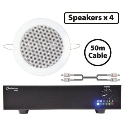 VL Garage - Adastra 4*EC36V+US60 Πακέτο Background Music με 4 Ηχεία Οροφής 100V και Τελικό Eνισχυτή 60W (Σετ) - VL-300.077UK