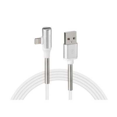 VL Garage - ΚΑΛΩΔΙΟ USB ΦΟΡΤΙΣΗΣ ΚΑΙ ΑΝΤΑΠΤΟΡΑΣ ΑΚΟΥΣΤΙΚΩΝ APPLE (8 PIN) 90 ΜΟΙΡΩΝ IRON SILVER LINE (100 cm) - VL-L3884.9/T