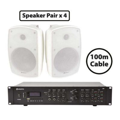 VL Garage - Adastra 8*BH6W+A4 Πακέτο Background Music με 4 Ηχεία BH6 και Dual Stereo Ενισχυτή (Σετ) - VL-300.126UK