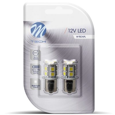 VL Garage - P21W 12V BA15s LED 13xSMD5050 ΛΕΥΚΟ (ΜΟΝΟΠΟΛΙΚΟ) BLISTER 2ΤΕΜ. M-TECH - VL-LB060W