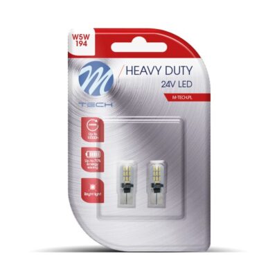VL Garage - T10 W5W 24V W2.1x9.5d 20xSMD3014 LED CAN-BUS ΛΕΥΚΟ HEAVY DUTY BLISTER M-TECH - 2 Τεμ. - VL-LB9801W