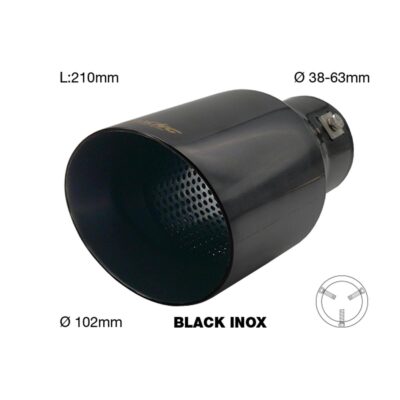 VL Garage - ΑΚΡΟ (ΜΠΟΥΚΑ) ΕΞΑΤΜΙΣΗΣ INOX ΜΑΥΡΗ ΣΤΡΟΓΓΥΛΗ 38>63mm (ΜΗΚΟΣ: 210mm/ ΔΙΑΜΕΤΡΟΣ ΕΞΩΤΕΡΙΚΗ 102mm)​ SIMONI RACING - 1 TEM. - VL-TRX/106N