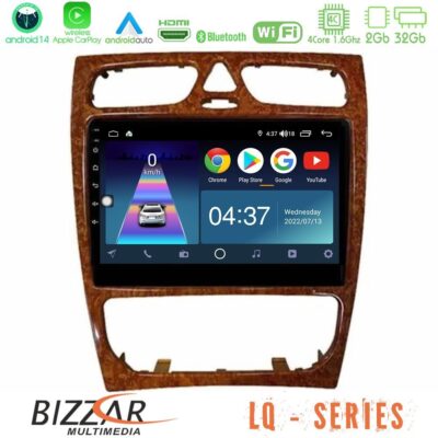 VL Garage - Bizzar LQ Series 4Core Android14 2+32GB Mercedes C Class (W203) Navigation Multimedia Tablet 9" (Wooden Style) Με Carplay & Android Auto - VL-U-LQ-MB0925W