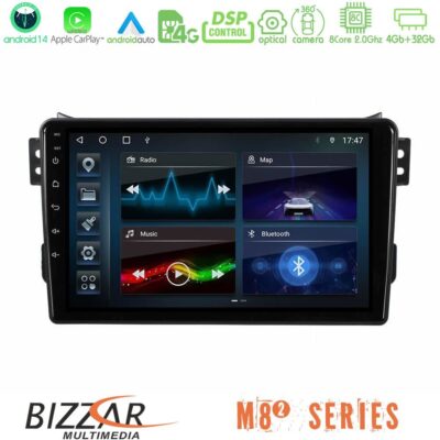 VL Garage - Bizzar M8² Series 8Core Android14 4+32GB Suzuki Splash & Opel Agila 2008-2014 Navigation Multimedia Tablet 9″ Με Carplay & Android Auto - VL-