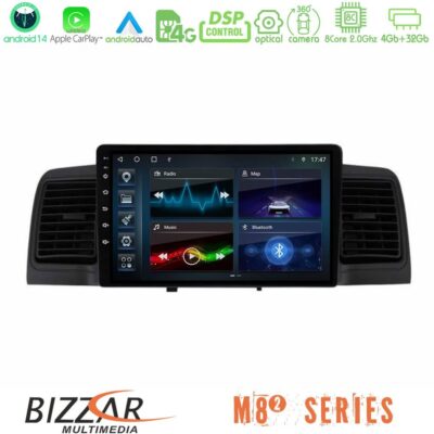 VL Garage - Bizzar M8² Series 8Core Android14 4+32GB Toyota Corolla 2002-2006 Navigation Multimedia Tablet 9" Με Carplay & Android Auto (Black) - VL-U-M82-TY0254BL