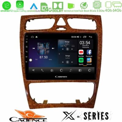VL Garage - Cadence X Series Mercedes C Class (W203) 8core Android12 4+64GB Navigation Multimedia 9" (Wooden Style) - VL-U-X-MB0925W