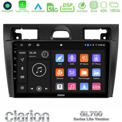 VL Garage - Clarion GL700 Lite Series 8Core Android11 6+128GB Ford Fiesta/Fusion Navigation Multimedia Tablet 9" Με Carplay & Android Auto - VL-U-G76L-FD990