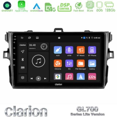 VL Garage - Clarion GL700 Lite Series 8Core Android11 6+128GB Toyota Corolla 2007-2012 Navigation Multimedia Tablet 9" Με Carplay & Android Auto - VL-U-G76L-TY0502