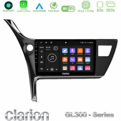 VL Garage - Clarion GL300 Series 4Core Android11 2+32GB Toyota Corolla 2017-2018 Navigation Multimedia Tablet 10" Με Carplay & Android Auto - VL-U-GL3-TY0158