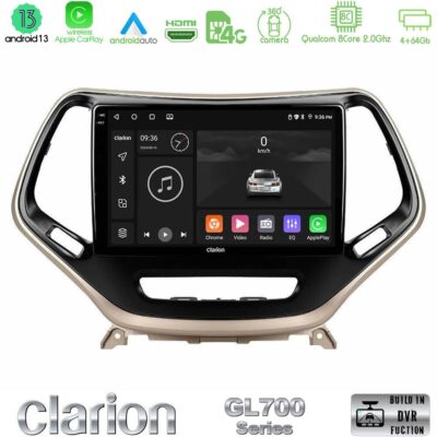 VL Garage - Clarion GL700 Series 8Core Android13 4+64GB Jeep Cherokee 2014-2019 Navigation Multimedia Tablet 9" Με Carplay & Android Auto - VL-U-GL7-JP0077