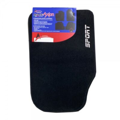 VL Garage - ΠΑΤΑΚΙΑ ΜΟΚΕΤΑ VELOUR 9 SPORT ΜΑΥΡΑ ΜΕ ΜΑΥΡΟ ΡΕΛΙ ΚΑΙ ΑΦΡΟ UNIVERSAL ME ΛΟΓΟΤΥΠΟ SPORT RACE AXION - 4 ΤΕΜ. - VL-ΠΑΤ.UCS080/DT